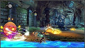 W środku napełniamy Omnisoakera wodą i wypluwamy ją na roślinkę - Krell Canyon | Opis przejścia | Ratchet & Clank A Crack in Time - Ratchet & Clank: A Crack in Time - poradnik do gry