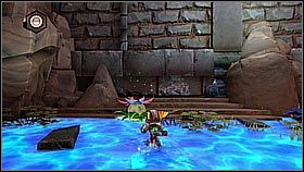 Za drzwiami podchodzimy do krawędzi i zeskakujemy do wody - Krell Canyon | Opis przejścia | Ratchet & Clank A Crack in Time - Ratchet & Clank: A Crack in Time - poradnik do gry
