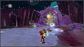 Napełniamy Omnisoakera pomarańczowym sokiem i odciągamy termity - Tombli Outpost | Opis przejścia | Ratchet & Clank A Crack in Time - Ratchet & Clank: A Crack in Time - poradnik do gry