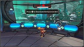 Wylądujemy w pobliżu przycisku i drzwi - Tombli Outpost | Opis przejścia | Ratchet & Clank A Crack in Time - Ratchet & Clank: A Crack in Time - poradnik do gry