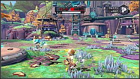 Wybiegamy przez otwarte drzwi i skręcamy mostem na dół - Tombli Outpost | Opis przejścia | Ratchet & Clank A Crack in Time - Ratchet & Clank: A Crack in Time - poradnik do gry