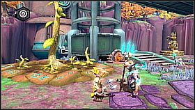 Biegniemy po prostu przed siebie aż trafimy na bardziej rozmownego mieszkańca wioski - Tombli Outpost | Opis przejścia | Ratchet & Clank A Crack in Time - Ratchet & Clank: A Crack in Time - poradnik do gry