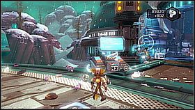 Zjeżdżamy po niej przeskakując 2 razy na kolejne posadzone rośliny i omijając czerwone kolce - Tombli Outpost | Opis przejścia | Ratchet & Clank A Crack in Time - Ratchet & Clank: A Crack in Time - poradnik do gry