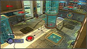 Gdy czerwony jest na windzie zbiegamy żółtym z przycisku do przodu na następne wyraźniejsze i oszklone pole (to kolejna winda) - The Great Clock IV | Opis przejścia | Ratchet & Clank A Crack in Time - Ratchet & Clank: A Crack in Time - poradnik do gry