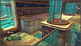 Teraz niebieskim powtarzamy sekwencję, czyli przeskakujemy przez kręgi i wchodzimy na przycisk - The Great Clock IV | Opis przejścia | Ratchet & Clank A Crack in Time - Ratchet & Clank: A Crack in Time - poradnik do gry