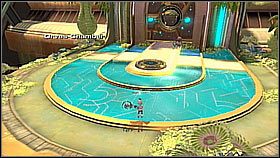 Udajemy się w lewo na okrągłą platformę, gdzie czeka nas kolejna walka - The Great Clock IV | Opis przejścia | Ratchet & Clank A Crack in Time - Ratchet & Clank: A Crack in Time - poradnik do gry