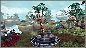 Za skałami jest bateria - łapiemy ją i lecimy przed siebie z powrotem - Valkyrie Citadel | Opis przejścia | Ratchet & Clank A Crack in Time - Ratchet & Clank: A Crack in Time - poradnik do gry