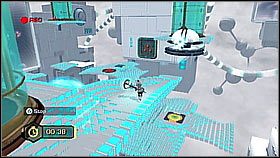 Niebieskim powtarzamy czynności i potem przebiegamy na drugi z początkowych mechanizmów - The Great Clock IV | Sekrety | Ratchet & Clank A Crack in Time - Ratchet & Clank: A Crack in Time - poradnik do gry