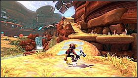 Znajduje się na jednej z trudno dostępnych skał - Korthos Sector - Lumos, Krall Canyon | Sekrety | Ratchet & Clank A Crack in Time - Ratchet & Clank: A Crack in Time - poradnik do gry