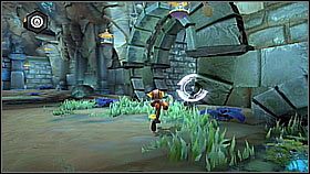 Podlewamy kwiatka wodą i skaczemy do bajorka po drugiej stronie muru - Korthos Sector - Lumos, Krall Canyon | Sekrety | Ratchet & Clank A Crack in Time - Ratchet & Clank: A Crack in Time - poradnik do gry
