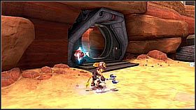 Dalej trzymamy się drogi, przeskakując między poręczami - Korthos Sector - Lumos, Krall Canyon | Sekrety | Ratchet & Clank A Crack in Time - Ratchet & Clank: A Crack in Time - poradnik do gry