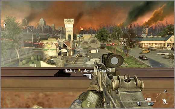 Trudności: Po dotarciu na dach restauracji Natea staniesz czołem przeciwko olbrzymiej ilości przeciwników, wspomagających się dodatkowo granatami dymnymi - Rosomaki | Weteran w Call of Duty Modern Warfare 2 - Call of Duty: Modern Warfare 2 - poradnik do gry