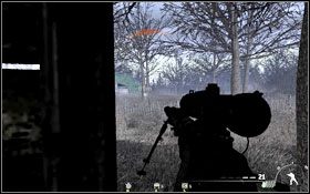 Dwóch snajperów po prawej stronie szopy w oddali. - Charlie - Ukryty | Operacje specjalne | Osiągnięcia w CoD Modern Warfare 2 - Call of Duty: Modern Warfare 2 - poradnik do gry