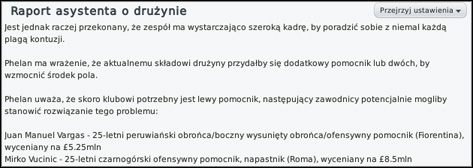 Czasem bardzo dobre i trafne propozycje przedstawia asystent. - Transfery i rotacja - Prowadzenie klubu - Football Manager 2010 - poradnik do gry