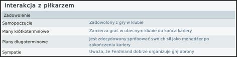 W interakcjach pomagają krótkie opisy o zadowoleniu piłkarza. - Interakcja - Prowadzenie klubu - Football Manager 2010 - poradnik do gry