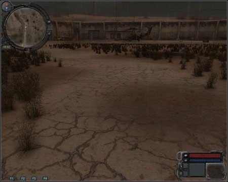 Po zbadaniu maszyny i wyjęciu czarnej skrzynki, zobaczymy ciekawą scenę w której na pole minowe wbiegnie chmara mutantów (screen) - Questy (cz.9) | Jupiter w Stalker Zew Prypeci - S.T.A.L.K.E.R.: Zew Prypeci - poradnik do gry