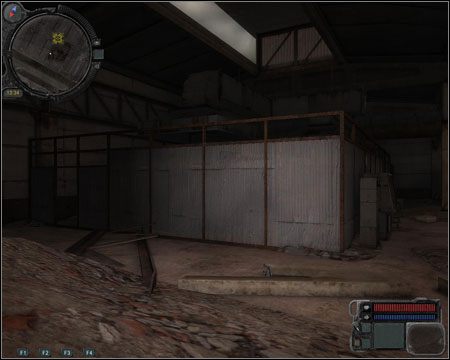 Jeszcze kilka kroków i powinniśmy dotrzeć do dużej hali z małym blaszanym pomieszczeniem (screen) - Questy (cz.11) | Jupiter w Stalker Zew Prypeci - S.T.A.L.K.E.R.: Zew Prypeci - poradnik do gry