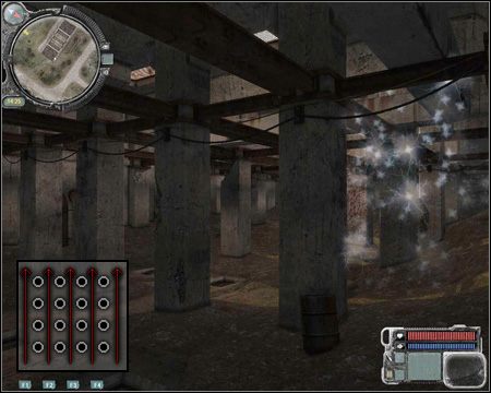 Zaczynamy od przejścia między kolumnami po zaznaczonych na obrazku trasach - Questy (cz.5) | Jupiter w Stalker Zew Prypeci - S.T.A.L.K.E.R.: Zew Prypeci - poradnik do gry