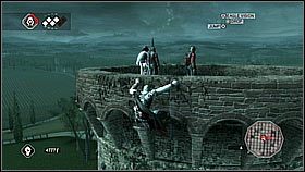 Przebiegamy przez tłum walczących i wspinamy się na wieżę od strony, gdzie nie ma strażników - Sekwencja 3 | Fabuła | Solucja Assassins Creed II - Assassins Creed II - poradnik do gry