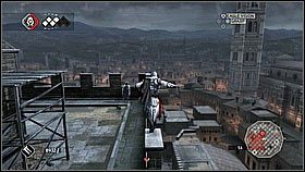 Żeby ominąć żołnierzy przemieszczamy się w tej pozycji w prawo - Sekwencja 4 (2) | Fabuła | Solucja Assassins Creed II - Assassins Creed II - poradnik do gry