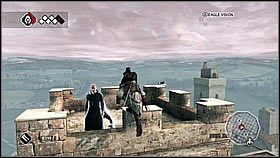 Wskakujemy na drewniany pomost i po prostu zrzucamy na dół zaskoczonych strażników - Sekwencja 5 (2) | Fabuła | Solucja Assassins Creed II - Assassins Creed II - poradnik do gry