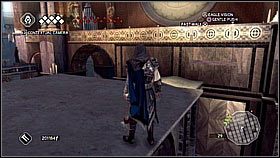 Przeskakujemy po ścianie na kamienny dach nad trumną [1] i skręcamy na prawy balkon [2] - Wenecja - Sekret San Marco | Podziemia w Assassins Creed II - Assassins Creed II - poradnik do gry