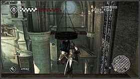 Z łuku przeskakujemy na belkę pod ścianą i biegniemy po niej na lewo od okna - Wenecja - Kryjówka Templariuszy | Lokacje dodatkowe w Assassins Creed II - Assassins Creed II - poradnik do gry
