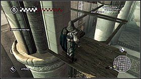 Trzymamy się ściany i podążamy dalej - w końcu rozhuśtamy się na belce [1] i wskoczymy na miejsce, z którego zostanie opuszczona drabina - Wenecja - Kryjówka Templariuszy | Lokacje dodatkowe w Assassins Creed II - Assassins Creed II - poradnik do gry