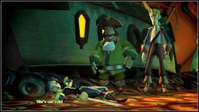 Trzeci rozdział zaczyna się od skrótu wydarzeń uprzedniego odcinka #1 , po czym przenosisz się Twój statek zostaje połknięty przez olbrzymią krowę morską, a kolejny atak Morgan na Ciebie kończy się dla niej utratą przytomności #2 - Prolog | Chapter 3 | Tales of Monkey Island - Tales of Monkey Island - poradnik do gry