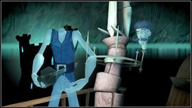 Mężczyzna opowie Ci, że LeChuck był w stanie wydostać się ze świata umarłych, wracając swoją duszą do swojego ciała, przy pomocy specjalnego zaklęcia, które jest gdzieś zakopane - Rise of the Pirate Gold 1 | Chapter 5 | Tales of Monkey Island - Tales of Monkey Island - poradnik do gry