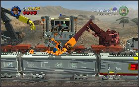 W ten sposób spowodujesz, że lewe ramię żurawia upadnie na pociąg, którym jedziesz - Pociąg z żurawiem | Kryształowa Czaszka Akt I | LEGO Indiana Jones 2 - LEGO Indiana Jones 2: The Adventure Continues - poradnik do gry