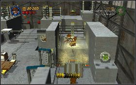 Strzel bazooką w trzy metalowe skrzynie [1] na platformie z prawej, a potem użyj bicza na chwytaku - Marshall College (bonus) | Kryształowa Czaszka Akt I | LEGO Indiana Jones 2 - LEGO Indiana Jones 2: The Adventure Continues - poradnik do gry