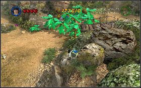 Po zakończeniu poprzedniego zadania przełącz się na Marion i podejdź do animowanych kwiatków, znajdujących się przy skale [1] na prawo od namiotu - Draka w lesie deszczowym | Kryształowa Czaszka Akt II | LEGO Indiana Jones 2 - LEGO Indiana Jones 2: The Adventure Continues - poradnik do gry