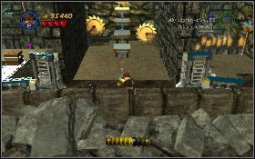 Przepchnij skrzynię na sam koniec, dzięki czemu będziesz mógł przeskoczyć na półkę skalną na górze [1] - Skarbiec (bonus) | Kryształowa Czaszka Akt III | LEGO Indiana Jones 2 - LEGO Indiana Jones 2: The Adventure Continues - poradnik do gry