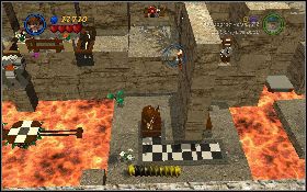 Wskocz na ląd z lewej i użyj bicza na włóczni z lewej [1] - Hangar na lotnisku (bonus) | Poszukiwacze Zaginionej Arki | LEGO Indiana Jones 2 - LEGO Indiana Jones 2: The Adventure Continues - poradnik do gry