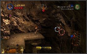 Następnie umieść dwie pozostałe postacie na niebieskiej platformie [1] , a następnie przekręć Shortem duże pokrętło - Świątynia Tantrum | Świątynia Zagłady | LEGO Indiana Jones 2 - LEGO Indiana Jones 2: The Adventure Continues - poradnik do gry