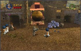 Do wykonania tego zadania potrzebujesz postaci z biczem i bazooką - Rozbrzmiał zły gong (bonus) | Świątynia Zagłady | LEGO Indiana Jones 2 - LEGO Indiana Jones 2: The Adventure Continues - poradnik do gry