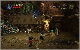 Rzuć dzidę w miejsce na ścianie i przeskocz na platformę z pudełkiem [1] - Jezioro lawy (bonus) | Świątynia Zagłady | LEGO Indiana Jones 2 - LEGO Indiana Jones 2: The Adventure Continues - poradnik do gry