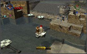 Po ruchomych platformach z prawej dostań się na kwadratowy ląd na dole ekranu i przesuń na dół dźwignię [1] - Tunel wenecki (bonus) | Ostatnia Krucjata | LEGO Indiana Jones 2 - LEGO Indiana Jones 2: The Adventure Continues - poradnik do gry