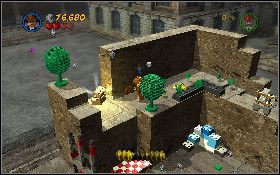 Po uporaniu się z nimi skorzystaj z dwóch platform na górze [1] , aby dostać się na ląd z lewej - Tunel wenecki (bonus) | Ostatnia Krucjata | LEGO Indiana Jones 2 - LEGO Indiana Jones 2: The Adventure Continues - poradnik do gry