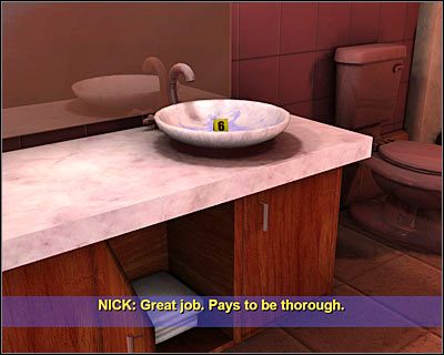 Na koniec otwórz szafkę znajdującą się bezpośrednio pod zlewem ze śladami krwi - [Odcinek 1 - Broken Hearted] Część 2 | CSI Mordercze Zamiary - CSI: Mordercze Zamiary - poradnik do gry