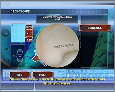 Z listy posiadanych dowodów rzeczowych musisz wybrać Victims removable dental work (Sztuczna szczęka ofiary) - [Odcinek 1 - Broken Hearted] Część 4 | CSI Mordercze Zamiary - CSI: Mordercze Zamiary - poradnik do gry