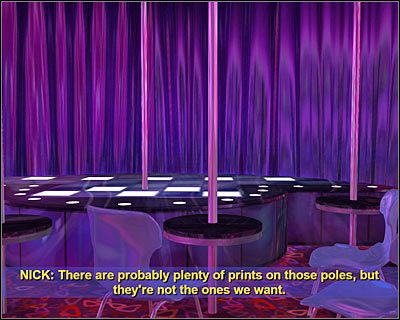 Obróć teraz kamerę nieco w prawo i kliknij na krzesłach rozstawionych w innej części klubu - [Odcinek 1 - Broken Hearted] Część 5 | CSI Mordercze Zamiary - CSI: Mordercze Zamiary - poradnik do gry