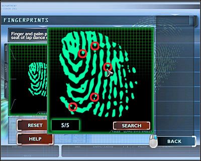 Do lewego pola maszyny przenieś Finger and palm print from seat of lap dance chair (Odcisk palca i dłoni z krzesła z klubu), a następnie kliknij na przycisku wyszukiwania (PREPARE SEARCH) - [Odcinek 1 - Broken Hearted] Część 6 | CSI Mordercze Zamiary - CSI: Mordercze Zamiary - poradnik do gry