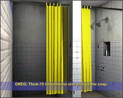 W następnej kolejności powinieneś zajrzeć do pomieszczenia z prysznicami - [Odcinek 2 - Coulda Been a Contender] Część 2 | CSI Mordercze Zamiary - CSI: Mordercze Zamiary - poradnik do gry