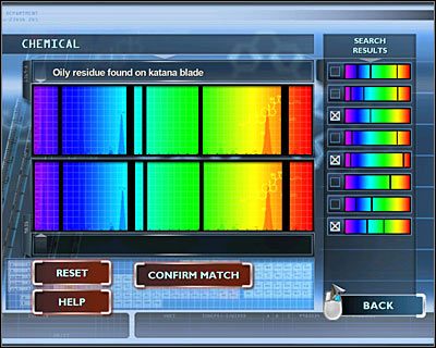 Udaj się do prawego laboratorium (MATERIALS LAB), kliknij na pierwszym komputerze z lewej strony i wybierz pierwszą opcję z listy (CHEMICAL) - [Odcinek 2 - Coulda Been a Contender] Część 5 | CSI Mordercze Zamiary - CSI: Mordercze Zamiary - poradnik do gry