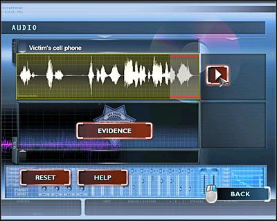 Zaznacz teraz ostatni fragment nagrania (zgodnie z powyższym screenem) i wysłuchaj komentarza Langdona odnośnie dzwonu słyszanego w tle - [Odcinek 3 - Last Gasp] Część 5 | CSI Mordercze Zamiary - CSI: Mordercze Zamiary - poradnik do gry