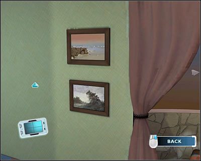 Obróć kamerę nieznacznie w lewo i kliknij na obszarze na lewo od wiszących na ścianie obrazków, co pozwoli Ci zbadać łazienkę - [Odcinek 3 - Last Gasp] Część 9 | CSI Mordercze Zamiary - CSI: Mordercze Zamiary - poradnik do gry