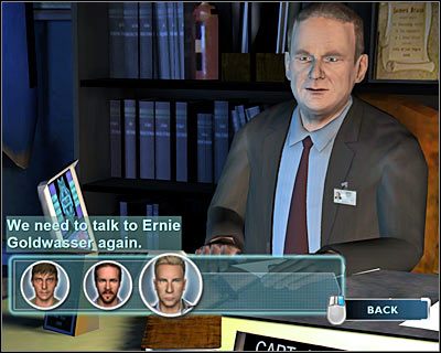 Poproś Brassa o możliwość porozmawiania z Goldwasserem - [Odcinek 3 - Last Gasp] Część 10 | CSI Mordercze Zamiary - CSI: Mordercze Zamiary - poradnik do gry