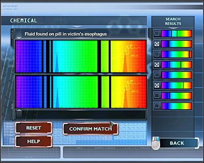 Następny w kolejce mamy Fluid found on pill in victims esophagus (Płyn znaleziony na pigułce z przełyku ofiary) - [Odcinek 4 - Extinguished] Część 4 | CSI Mordercze Zamiary - CSI: Mordercze Zamiary - poradnik do gry